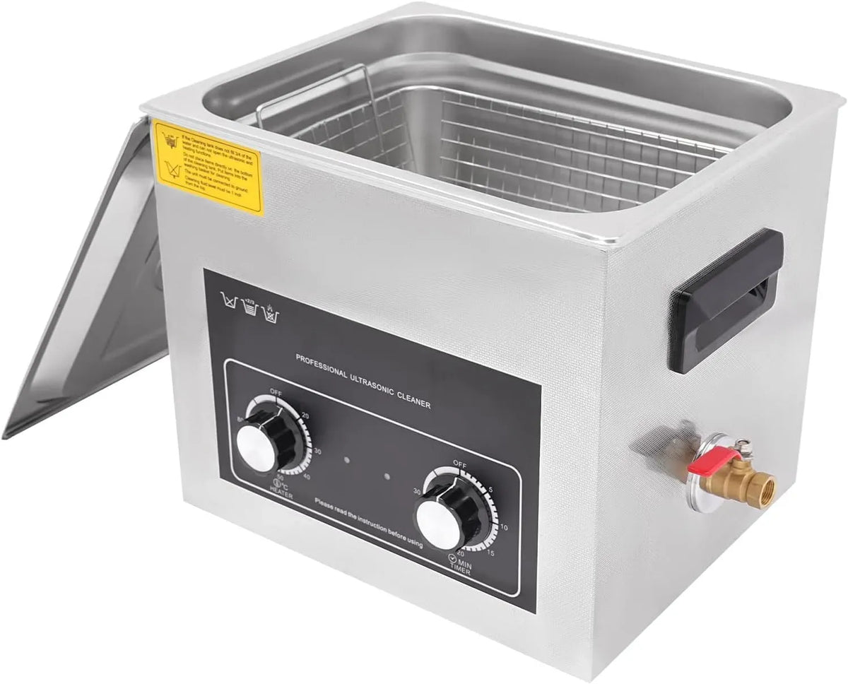 Riscaldatore, Pulitore, vasca per pulizia a ultrasuoni, 10 L, 240 W, timer, industriale, acciaio inox, funzione riscaldante