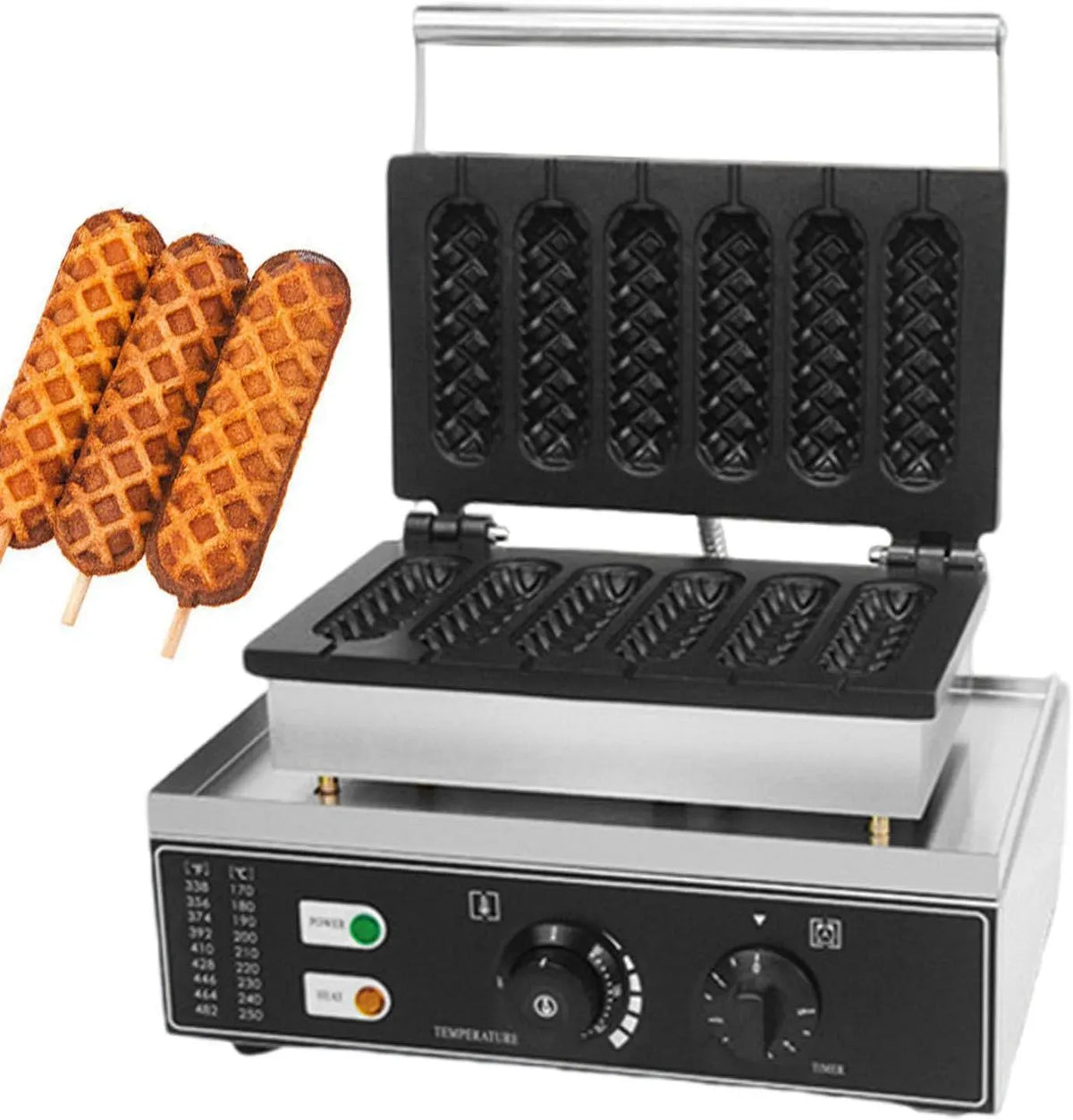 Macchina per Hot, Hot Dog Maker, Waffle Maker, professionale, rivestimento antiaderente, 6 Pezzi, funzione riscaldante, per Hot Dog Commerciale