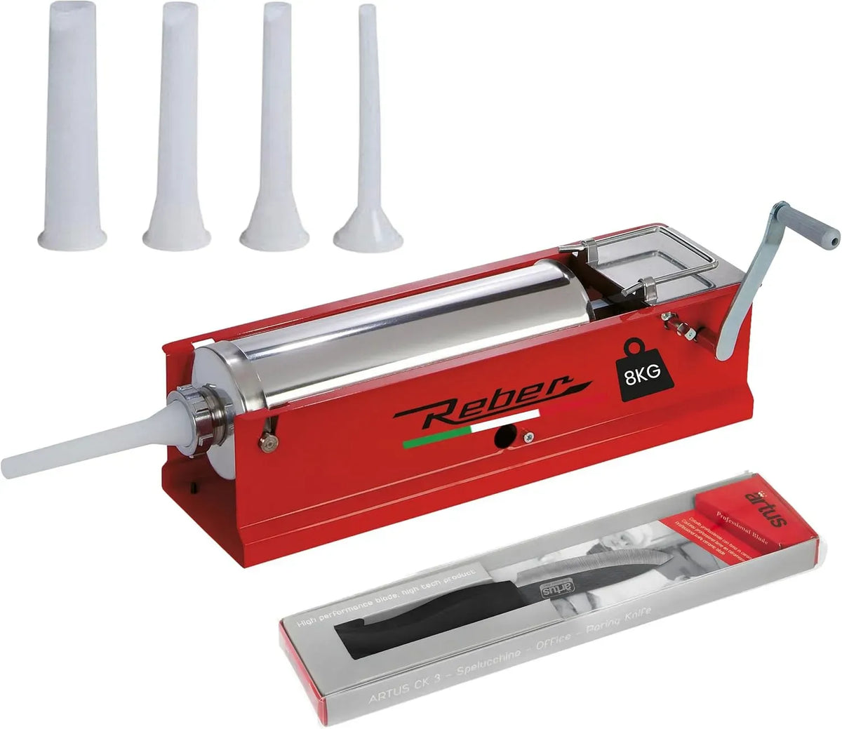 Reber Insaccatrice Manuale per Salsicce 6,8L/8KGS Orizzontale a 2 Velocità, 6,8 L