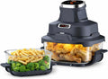 Forno elettrico, 4 L, portatile, Friggitrice ad aria calda in vetro 4 in 1, 4 l + 1,5 l Turbo tower per contenitore di vetro, Smart Kitchen