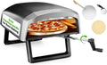 Forno elettrico per pizza, 30,5 cm, esterno, pietra refrattaria, acciaio inox, pietra per pizza rotante a 360°