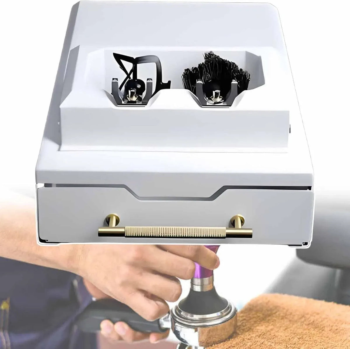 Tavolo, macchina da caffè elettrica, 150 W, professionale, rimovibile, bianco, per La Pulizia dei Portafiltri da caffè 150 W