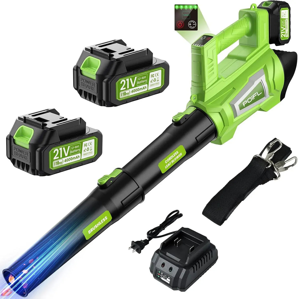 4.0Ah Caricabatterie, Batteria, 21 V, 1,6 m, per Foglie Cadute