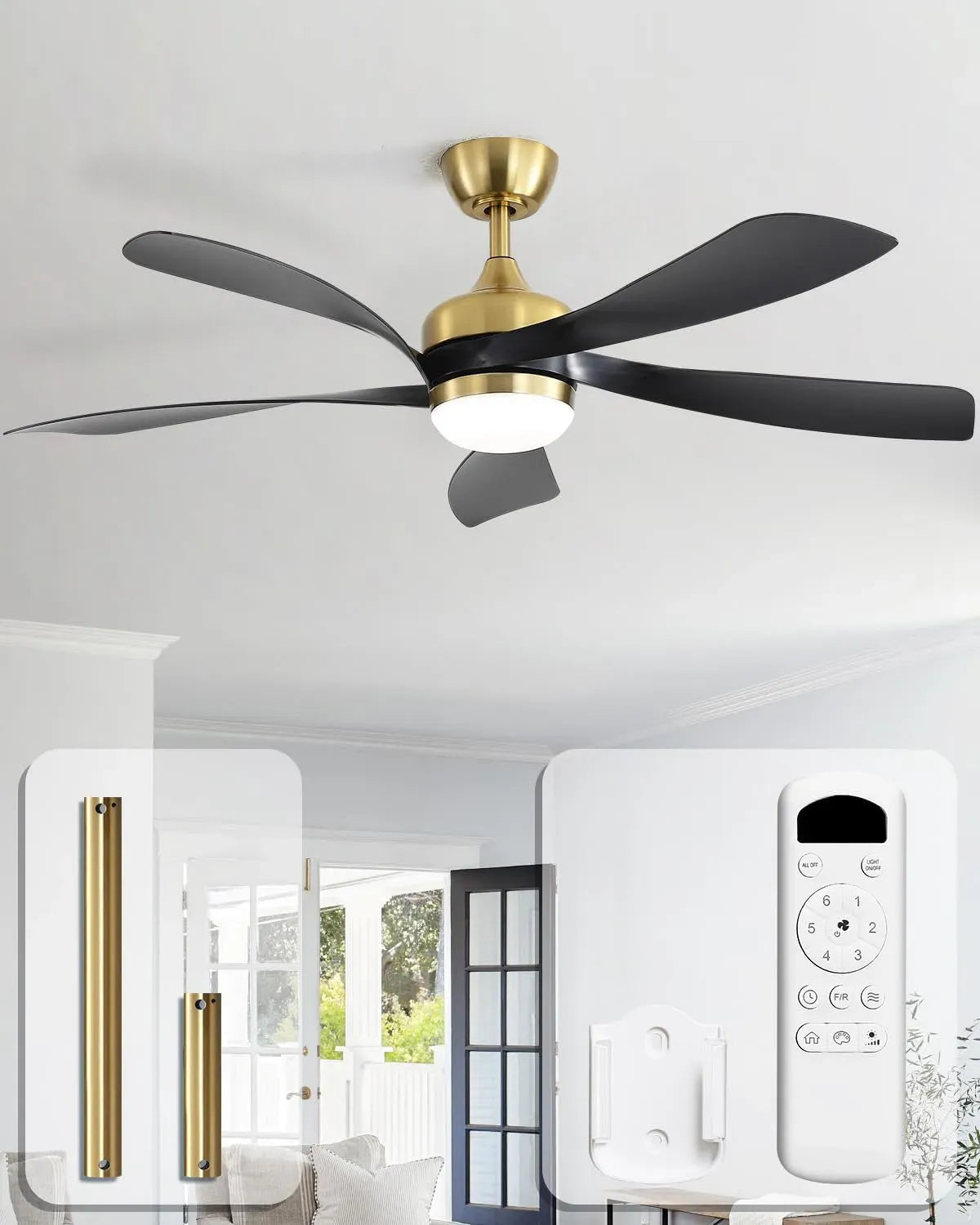 Ventilatore, 132 cm, ventola per circolazione dell'aria, Sofucor 132 cm Ventilatore a Soffitto con Luce e Telecomando