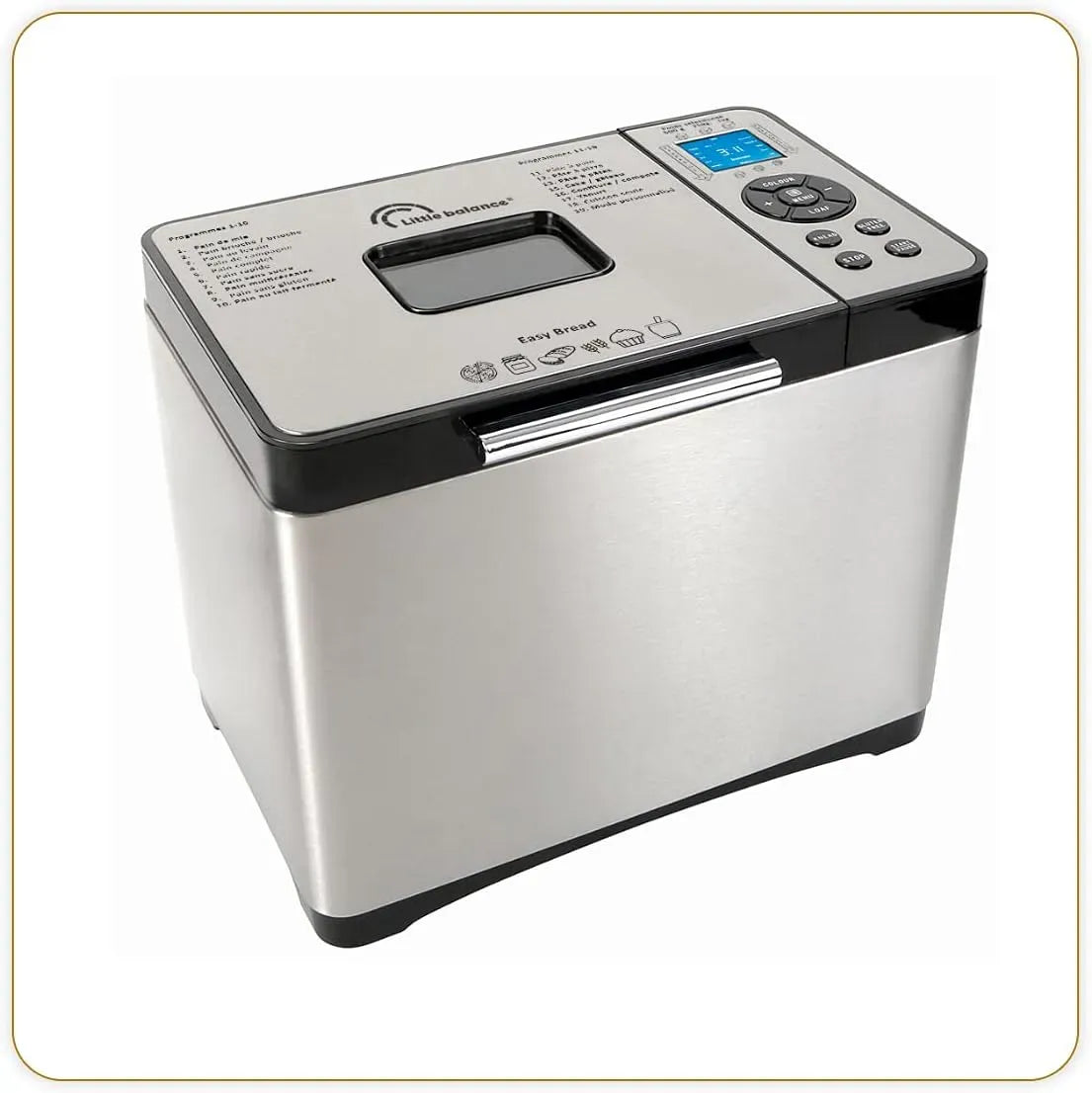 Macchina per il pane, 19 programmi, panificatrice, acciaio inox, Little balance 8398 Easy Bread, Tutto Inox, Fino a 1 kg